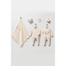Juniba Kids Angel Kız Bebek Ekru Premium Melek Kanadı Detaylı Triko 6'lı Set