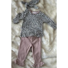 Agatha Kız Bebek Leopar Desenli 3'lü Takım