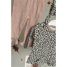 Agatha Kız Bebek Leopar Desenli 3'lü Takım