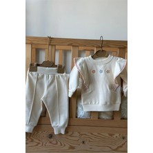Juniba Kids Perla Kız Bebek Küçük Çiçek Nakış Detaylı Sweatshirt 2'li Takım