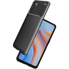 Oppo Reno 4 Için Uyumlu Kılıf Karbon Tasarımlı Slim Kamera Lensini Korumalı Kapak