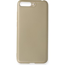 Huawei Honor 7A Için Uyumlu Kılıf Yumuaşk Renkli Esnek Premium Rubber Silikon - Gold