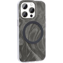 Apple iPhone 15 Pro Max Için Uyumlu Kılıf Magsafe Şarj Özellikli Fırça Boya Desenli Palet Kapak