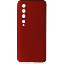 Xiaomi Mi 10 Için Uyumlu Kılıf Yumuaşk Renkli Esnek Premium Rubber Silikon - Bordo