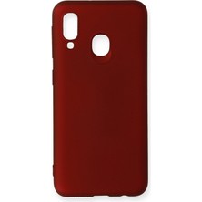 Samsung Galaxy A20E Için Uyumlu Kılıf Yumuaşk Renkli Esnek Premium Rubber Silikon - Bordo