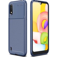 Samsung Galaxy A01 Için Uyumlu Kılıf Karbon Tasarımlı Slim Kamera Lensini Korumalı Kapak