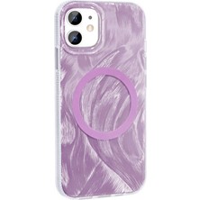 Apple iPhone 11 Için Uyumlu Kılıf Magsafe Şarj Özellikli Fırça Boya Desenli Palet Kapak