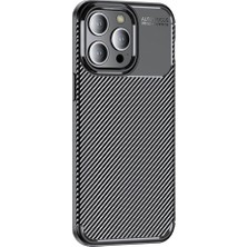 Apple iPhone 15 Pro Cep Telefonu Için Uyuumlu Kılıf Karbon Tasarım Negro Kapak
