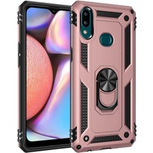 Samsung Galaxy A10S Kılıf Ultra Koruma Darbe Emici Tank Sağlam Çok Saglam Silikon Kapak-Rose Gold