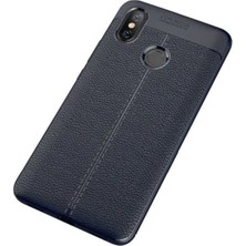 Xiaomi Mi Max 3 Için Uyumlu Ultra Koruma Deri Görünümlü Silikon Yüzey Kılıf Niss Kapak