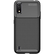 Samsung Galaxy A01 Için Uyumlu Kılıf Karbon Tasarımlı Slim Kamera Lensini Korumalı Kapak