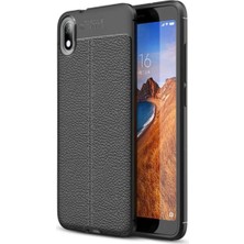 Xiaomi Redmi 7A Için Uyumlu Ultra Koruma Deri Görünümlü Silikon Yüzey Kılıf Niss Kapak