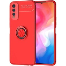 Vivo Y20S Uyumlu Cep Telefonu Için Dönebilen Yüzüklü Standlı Silikon Ravel Kapak