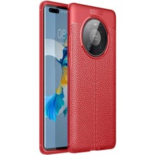 Huawei Mate 40 Pro Için Uyumlu Ultra Koruma Deri Görünümlü Silikon Yüzey Kılıf Niss Kapak