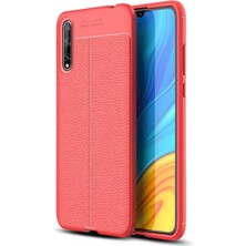 Huawei P Smart S (Y8P) Için Uyumlu Ultra Koruma Deri Görünümlü Silikon Yüzey Kılıf Niss Kapak