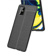 Samsung Galaxy A71 Için Uyumlu Ultra Koruma Deri Görünümlü Silikon Yüzey Kılıf Niss Kapak