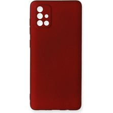 Samsung Galaxy A71 Için Uyumlu Kılıf Yumuaşk Renkli Esnek Premium Rubber Silikon - Bordo
