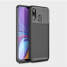Samsung Galaxy A30 Için Uyumlu Kılıf Karbon Tasarımlı Slim Kamera Lensini Korumalı Kapak