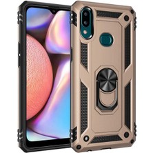 Samsung Galaxy A10S Kılıf Ultra Koruma Darbe Emici Tank Sağlam Çok Saglam Silikon Kapak-Gold