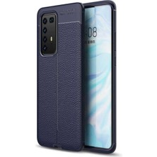 Huawei P40 Pro Için Uyumlu Ultra Koruma Deri Görünümlü Silikon Yüzey Kılıf Niss Kapak