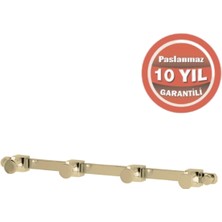 Çelik Banyo Paslanmaz Pirinç Mercan 4’lü Askılık Altın Sarı Gold