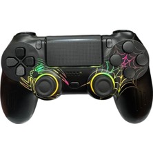 Ps4 Rgb Spiderman Işıklı Gamepad Ağ Örümcek Desenli Joystıck