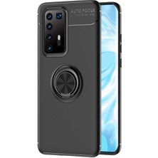 Huawei P40 Pro Için Uyumlu Kılıf Dönebilen Yüzüklü Standlı Silikon Kapak
