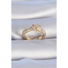 Skygo Pirinç Gold Renk Zirkon Taşlı Düğüm Model Kadın Yüzük - TJ-BYK3344