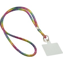 Skygo Taşlı Swarovski Taşlı Ip Telefon Boyun Askısı 100 cm Gökkuşağı