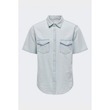 Only & Sons Onsbane 9181 Gua Dnm Ss Shırt Erkek Mavi Denim Gömlek - 22029181