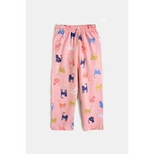 Juniba Kids Maria Kız Çocuk Pembe Kedi Desenli Önden Düğmeli Pijama Takımı