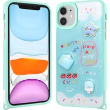 Roketcim iPhone 11 Kılıf Parlayan Simli Kabartma Figürlü Cevze Kapak