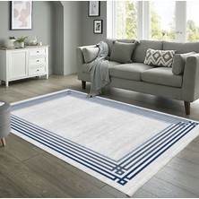 Pamuklife Halı Kaymaz Deri Taban Yıkanabilir Halı PL5090 Mavi