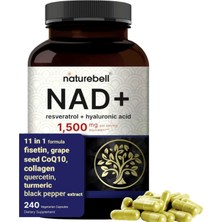 Naturebell Nad+ 1,500MG  240 Veggie Capsul 10-In-1 Complex With Resveratrol Plus Hyaluronic Acid, Quercetin, Fisetin, Collagen, & More – Nicotinamide