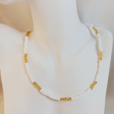 Crystal Atelier Beyaz Sarı Renk Geçişli Kum Boncuk Kolye