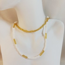 Crystal Atelier Beyaz Sarı Renk Geçişli Kum Boncuk 2'li Set Kolye