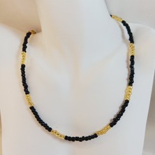 Crystal Atelier Siyah Sarı Renk Geçişli Kum Boncuk Kolye