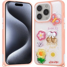 Apple iPhone 15 Pro Için Uyumlu Kılıf Parlayan Simli Kabartma Figürlü Cevze Kapak