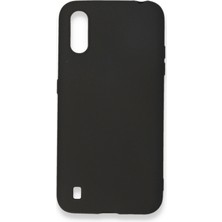 Samsung Galaxy A01 Için Uyumlu Kılıf Yumuaşk Renkli Esnek Premium Rubber Silikon - Siyah