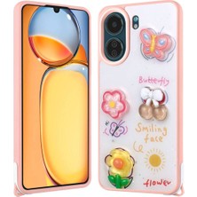 Israh Xiaomi Redmi 13C Için Uyumlu Kılıf Parlayan Simli Kabartma Figürlü Cevze Kapak
