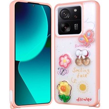 Xiaomi Mi 13T Için Uyumlu Kılıf Parlayan Simli Kabartma Figürlü Cevze Kapak