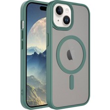 iPhone 15 Için Uyumlu Kılıf Mat Arka Yüzey Wireless Kablosuz Şarj Özellikli Flet Magsafe Kapak