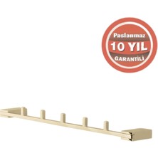 Çelik Banyo Paslanmaz Pirinç Titanik 5’li Askılık Altın Sarı Gold