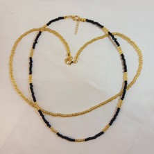 Crystal Atelier Siyah Sarı Renk Geçişli Kum Boncuk 2'li Set Kolye