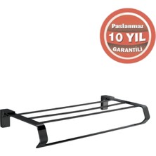 Çelik Banyo Paslanmaz Pirinç Titanik Raf Havluluk 50CM Mat Siyah