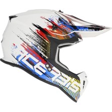 Acerbis Lınear Kask 2206 Beyaz Kırmızı Mavi