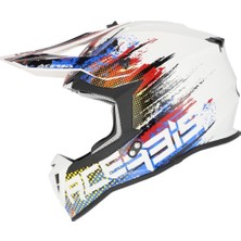 Acerbis Lınear Kask 2206 Beyaz Kırmızı Mavi