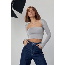 Kara Yaka Uzun Kollu Crop - Taş