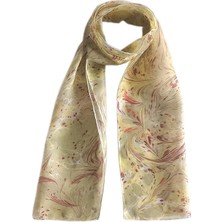 ElifEbru Exclusive Handicrafts Ebru Sanatı El Yapımı Sarı Mürdüm Turuncu Ipek Kadın Fular Mf 154