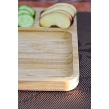 Nora - Bambu Sunum ve Kahvaltı Tabağı, Steak Sunum Tabağı Büyük Boy Bambu Tabak 6 Bölmeli 32 x 24 cm